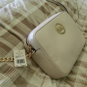 [NEW] Michael Kors Fulton Cream Leather Crossbody